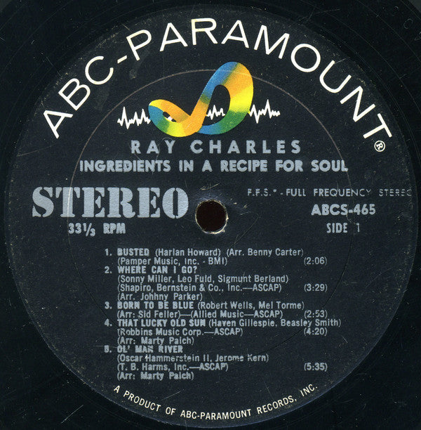 Ray Charles : Ingredients In A Recipe For Soul (LP, Album)