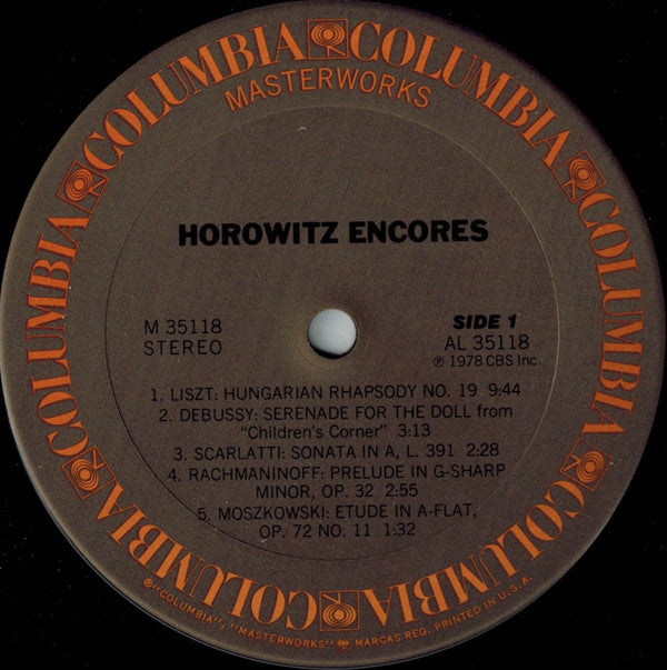 Vladimir Horowitz : Horowitz Encores (LP, Comp)