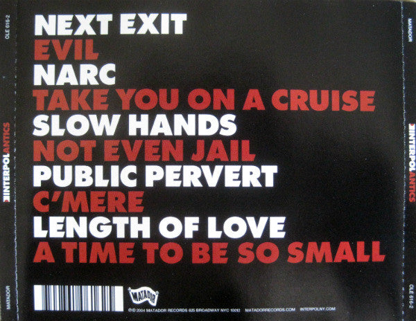 Interpol : Antics (CD, Album, RP, Sli)