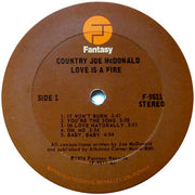 Country Joe McDonald : Love Is A Fire (LP, Album, Ter)