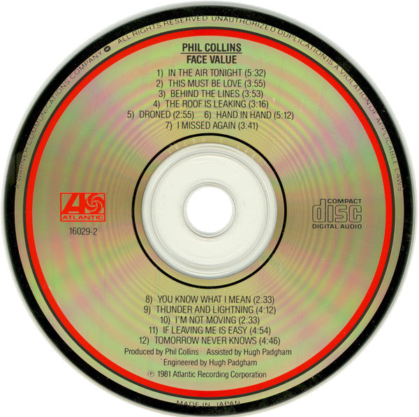 Phil Collins : Face Value (CD, Album, RE)