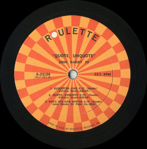 John Handy III* : Quote, Unquote (LP, Album, Comp, Mono)