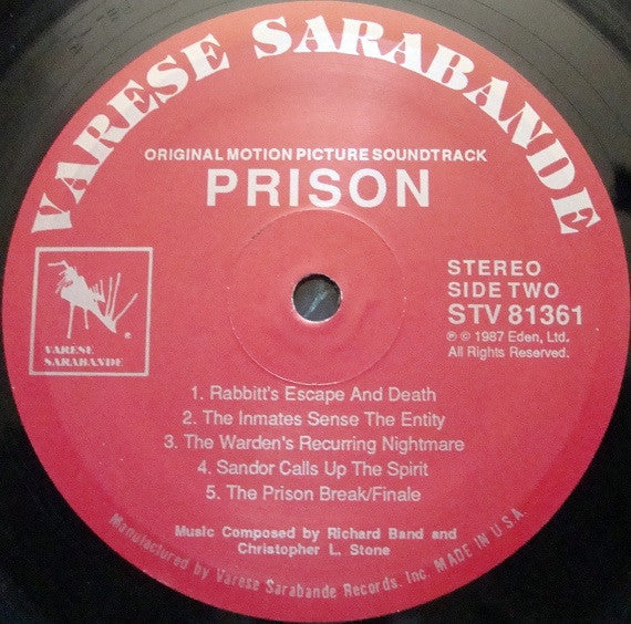 Richard Band And Christopher L. Stone : Prison (Original Motion Picture Soundtrack) (LP)
