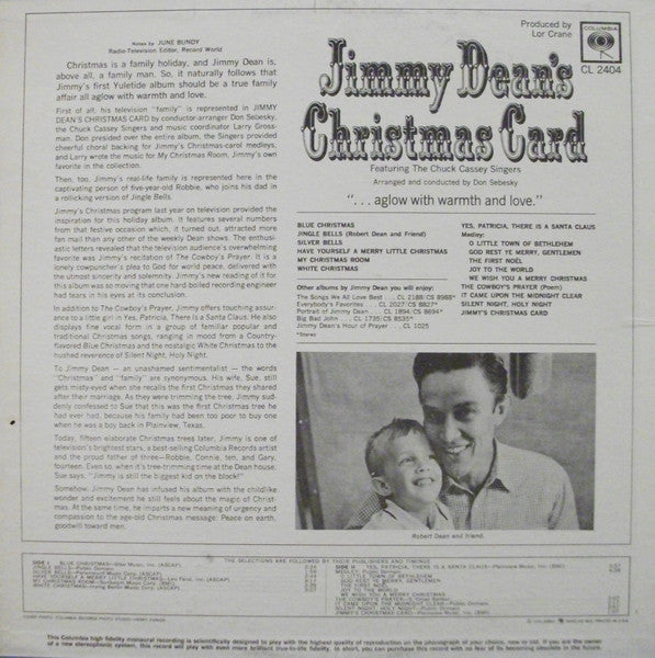 Jimmy Dean : Jimmy Dean's Christmas Card (LP, Mono)