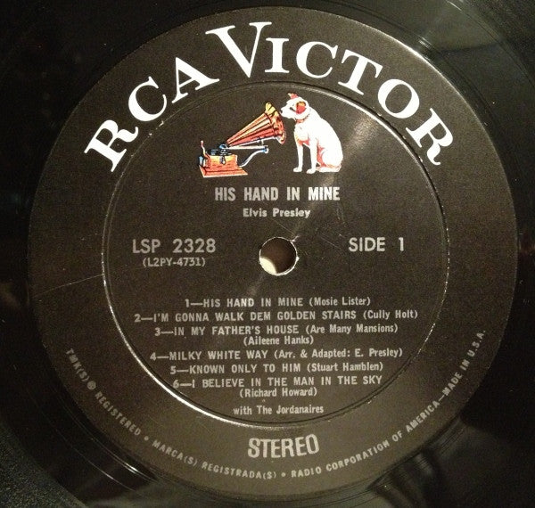 Elvis Presley : His Hand In Mine (LP, Album, RE)