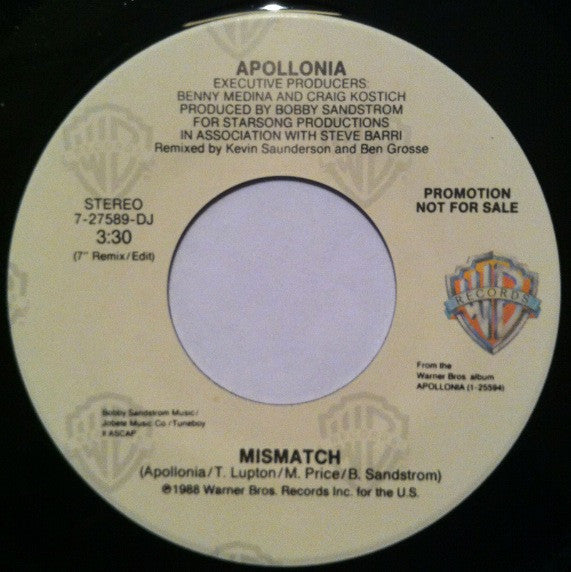 Apollonia : Mismatch (7", Promo)