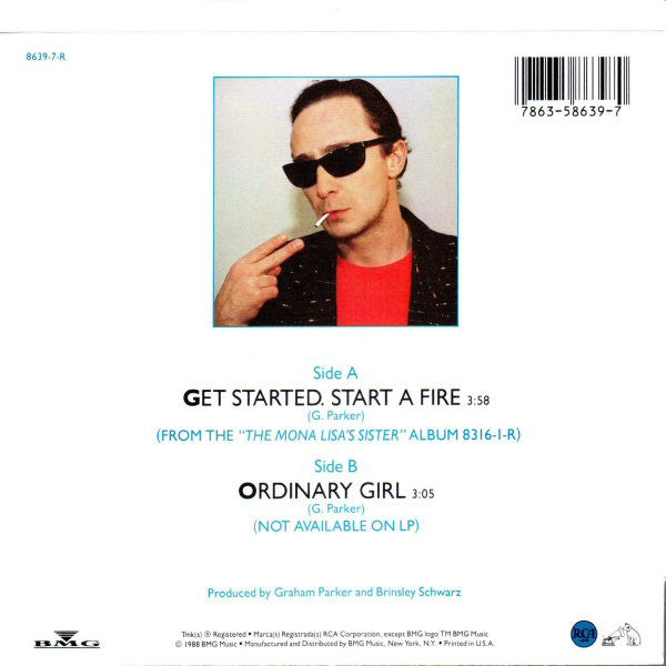 Graham Parker : Get Started. Start A Fire (7")