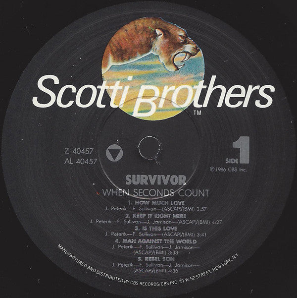 Survivor : When Seconds Count (LP, Album, Pin)
