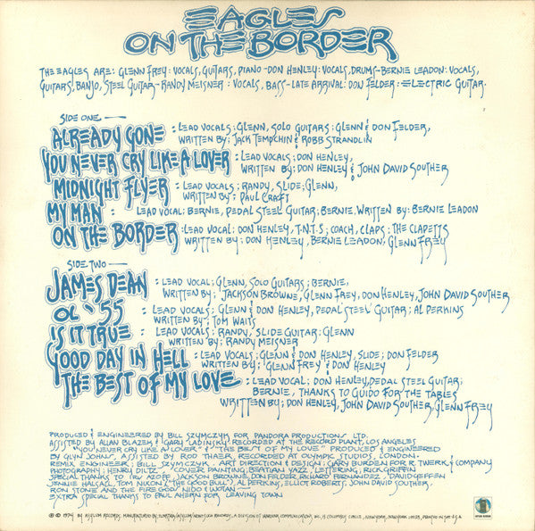 Eagles : On The Border (LP, Album, RP, San)