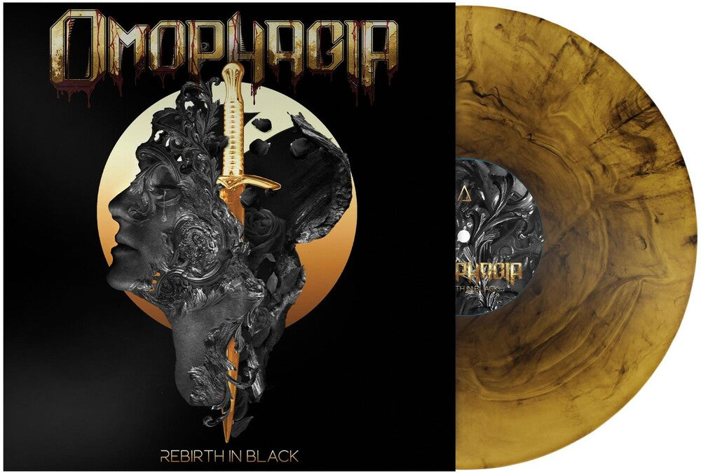 the album cover for Omophagia - REBIRTH IN BLACK