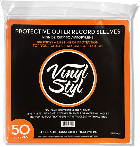 Vinyl Styl® 12 Inch Outer Record Sleeves - Easy Open - 50 Count (Crystal Clear) (Large Item)