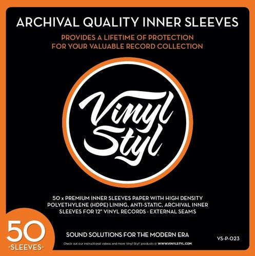 Vinyl Styl® 12 Inch Archival Inner Record Sleeves - HDPE-Lined - 50 Count (White)