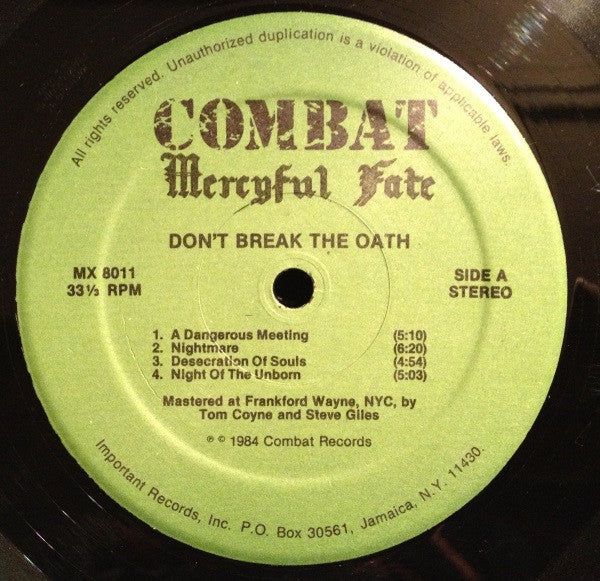 Mercyful Fate : Don't Break The Oath (LP, Album, Gre)