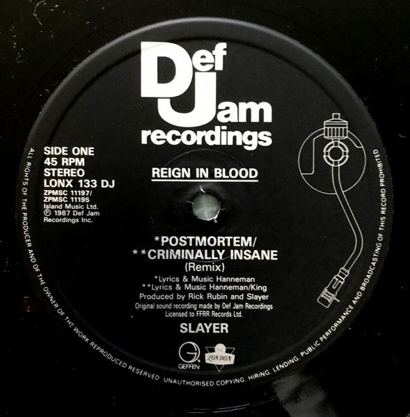 Slayer : Criminally Insane (Remix) (12", Promo)