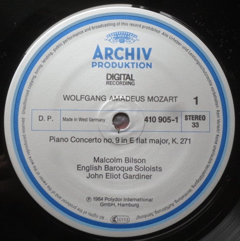 Wolfgang Amadeus Mozart, Malcolm Bilson, The English Baroque Soloists • John Eliot Gardiner : Piano Concertos Nos. 9 & 11 = Klavierkonzerte = Concertos Pour Piano K.271 & K.413 (LP, Gat)