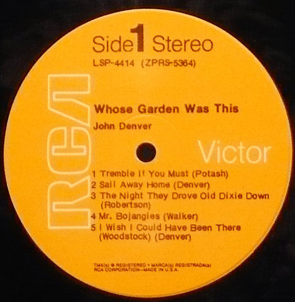 John Denver : Whose Garden Was This (LP, Album, Ind)