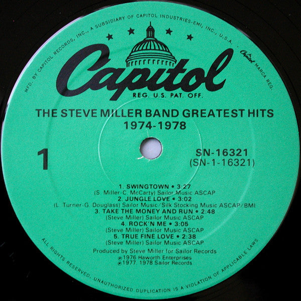 The Steve Miller Band* : Greatest Hits 1974-78 (LP, Comp, RE, Spe)