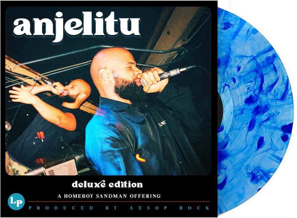 the album cover for Homeboy Sandman - Anjelitu (Blue) [Colored Vinyl] [Deluxe] [Indie Exclusive]
