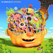 the album cover for Pup - The Unraveling Of PUPTHEBAND [Indie Exclusive Limited Edition Neon Coral & Black Smush LP]