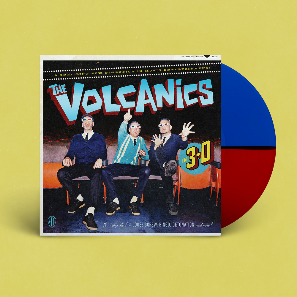 the album cover for The Volcanics - In-3D [Indie Exclusive Blue & Red, Foil-Stamped Jacket]