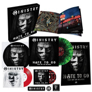 the album cover for Ministry - Hate To Go - Take Out Or Delivery [Deluxe Box - Black/Green Splatter]