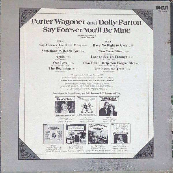 Porter Wagoner and Dolly Parton : Say Forever You'll Be Mine (LP, Album, Ind)