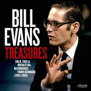 the album cover for Bill Evans - Treasures: Solo, Trio & Orchestra In Denmark 1965