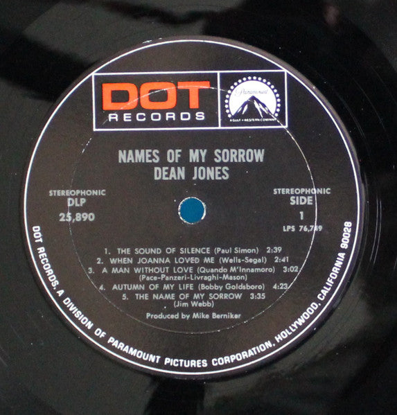 Dean Jones (7) : Names Of My Sorrow (LP, Album)