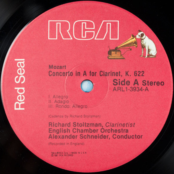 Mozart*, Richard Stoltzman, English Chamber Orchestra, Alexander Schneider : Clarinet Concerto, K. 622 / Concerto  For Bassoon, K. 191 (Arranged For Clarinet) (LP, Album)
