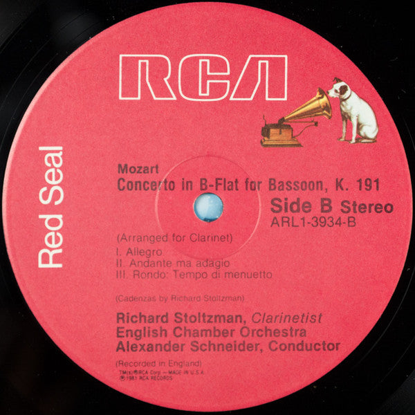 Mozart*, Richard Stoltzman, English Chamber Orchestra, Alexander Schneider : Clarinet Concerto, K. 622 / Concerto  For Bassoon, K. 191 (Arranged For Clarinet) (LP, Album)