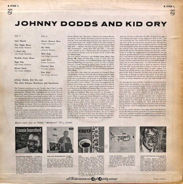 Johnny Dodds And Kid Ory : Johnny Dodds And Kid Ory (LP, Comp, Mono)