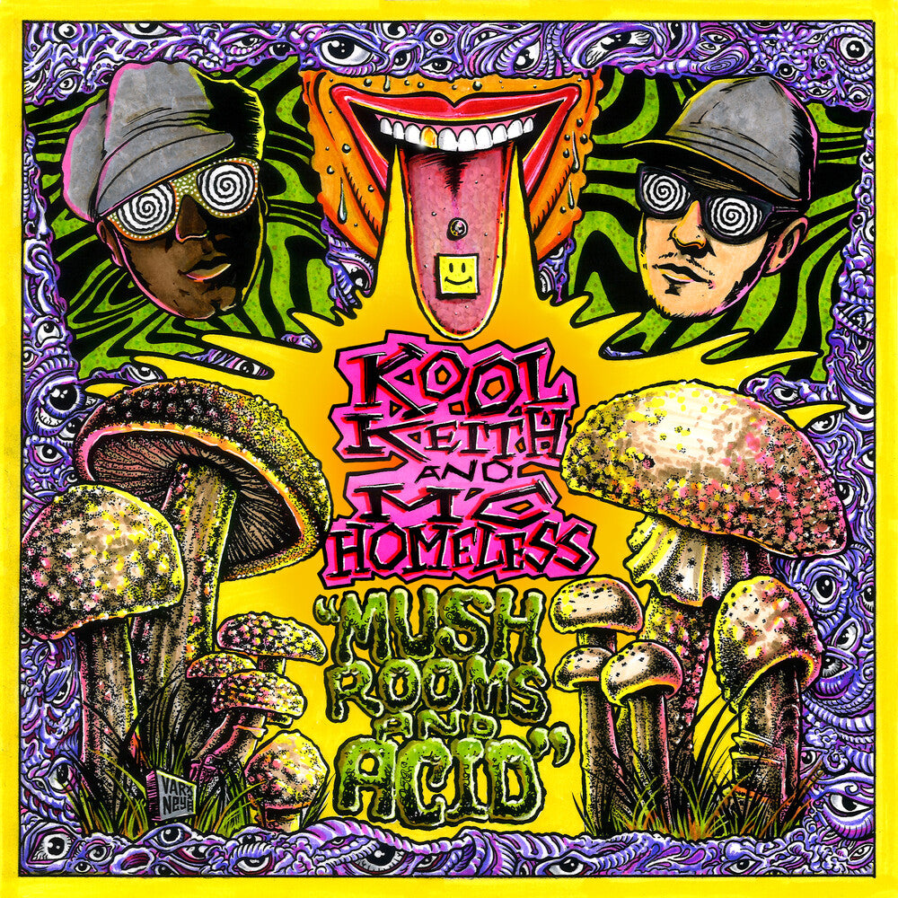 the album cover for Kool Keith / Mc Homeless - Mushrooms & Acid (Rsd) (Blk) [Colored Vinyl] [Record Store Day] (Wht) 