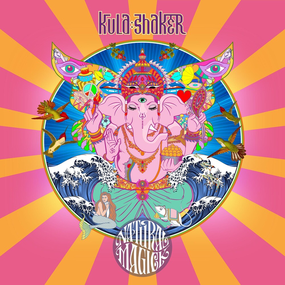 the album cover for Kula Shaker - Natural Magic [Indie Exclusive Limited Edition Tie-Dye Orange & Yellow LP]