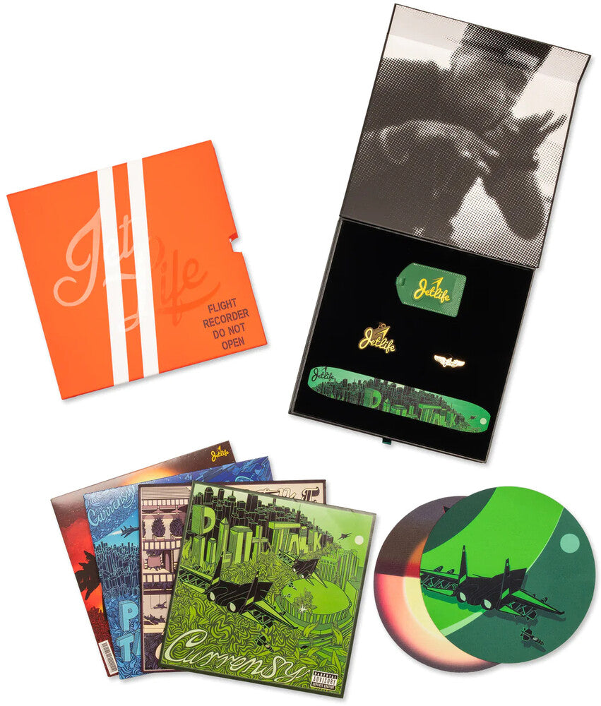 the album cover for Currensy ( Curren$Y ) - Jet Life: The Pilot Talk Collection (Blue) (Box)