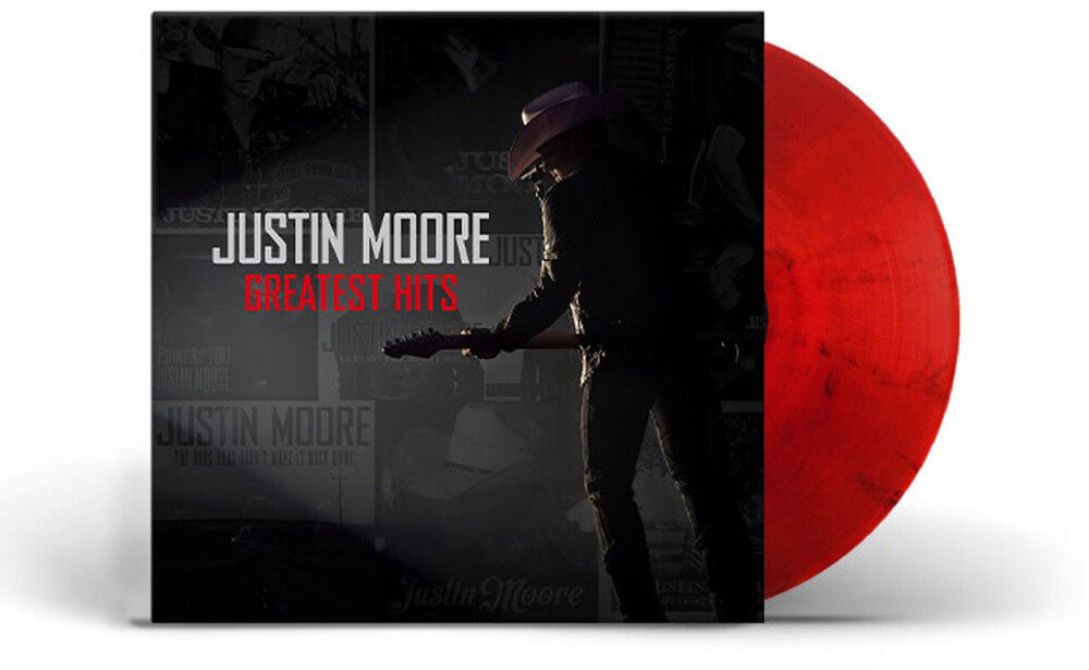 the album cover for Justin Moore - Greatest Hits [Red Smoke LP]