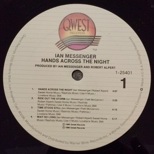 Ian Messenger : Hands Across The Night (LP, Album, All)