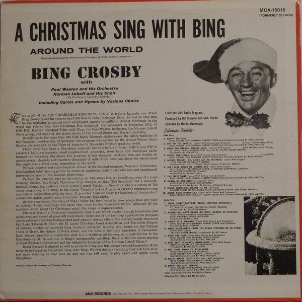 Bing Crosby : A Christmas Sing With Bing - Around The World (LP, Album, RE)