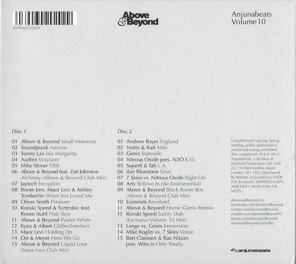 Above & Beyond : Anjunabeats Volume 10 (2xCD, Comp, Mixed, Dig)