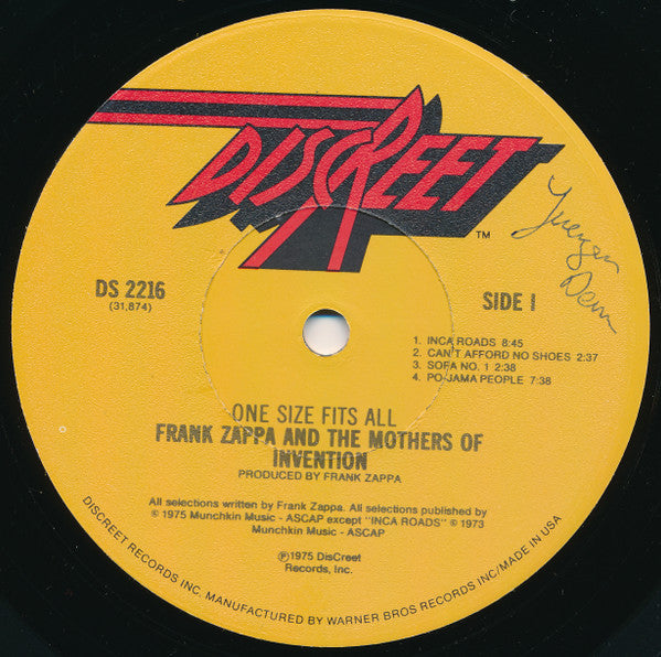 Frank Zappa And The Mothers Of Invention* : One Size Fits All (LP, Album, RE, L.A)