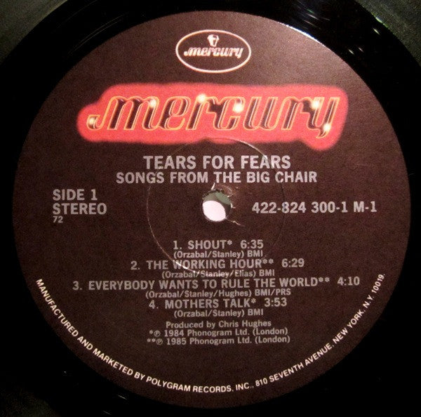 Tears For Fears : Songs From The Big Chair (LP, Album, 72 )