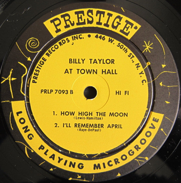Billy Taylor Trio : At Town Hall (LP, Album, Mono)