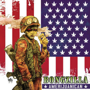 the album cover for Bongzilla - Amerijuanican - [LP Bone White and Swamp Green Galaxy Effect Merge Vinyl]