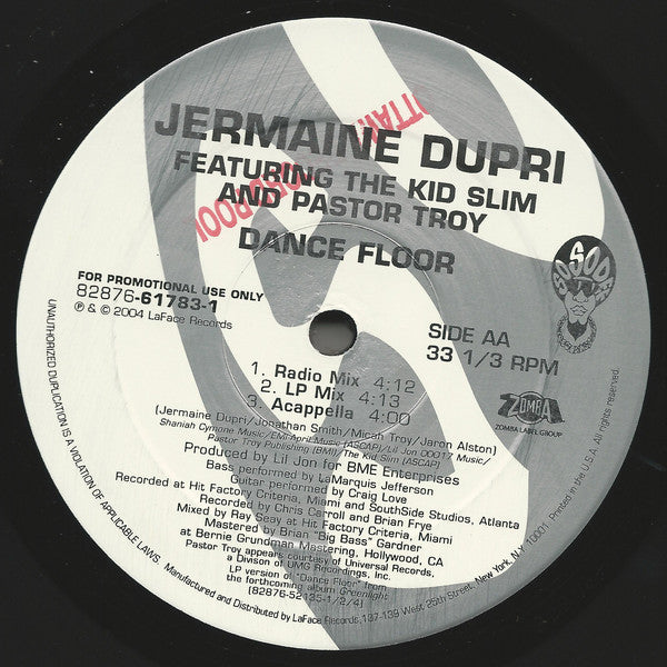 Jermaine Dupri Featuring J-Kwon / Jermaine Dupri Featuring Kid Slim And Pastor Troy : Party Over Here / Dance Floor (12", Promo)
