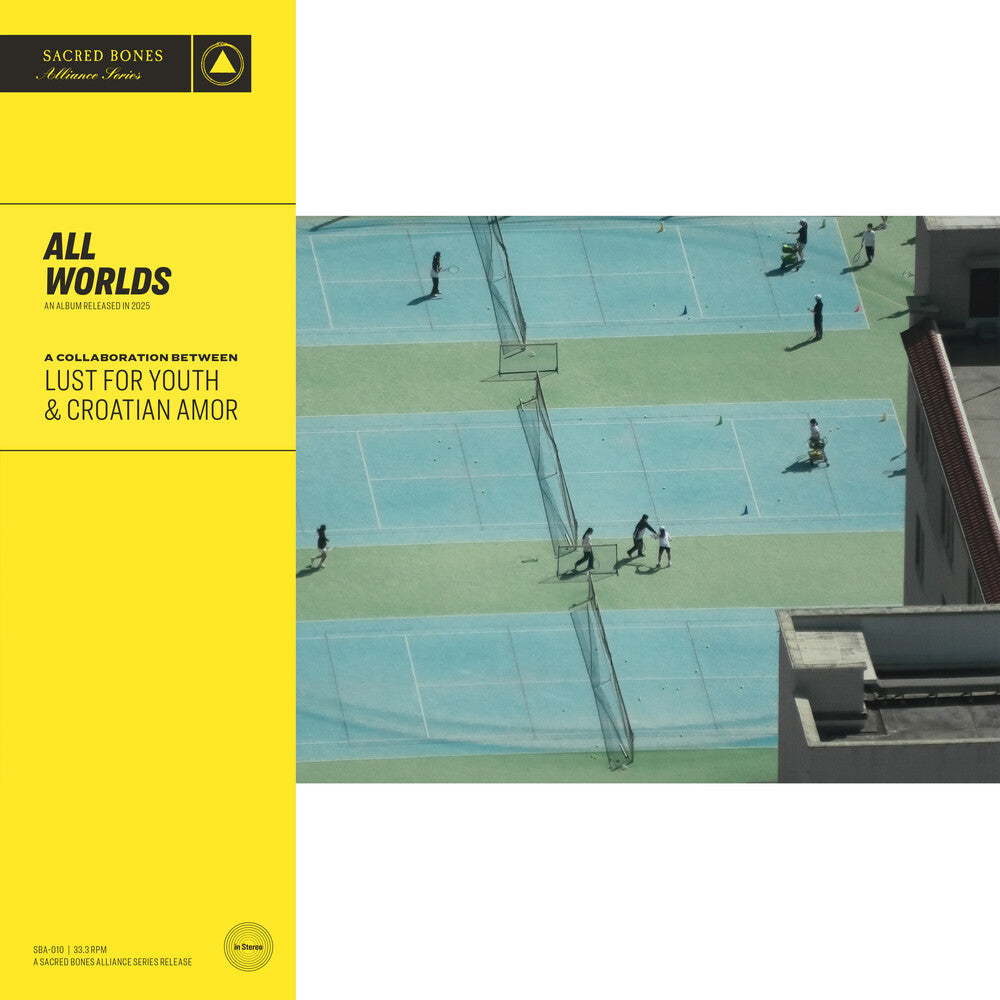 the album cover for Lust For Youth & Croatian Amor - All Worlds [Clear Vinyl]