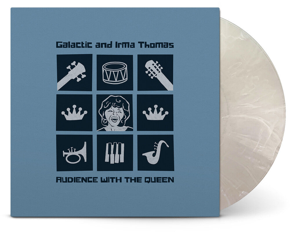 the album cover for Galactic and Irma Thomas - Audience With The Queen [Indie Exclusive] [LP Clear with White Smoke LP]