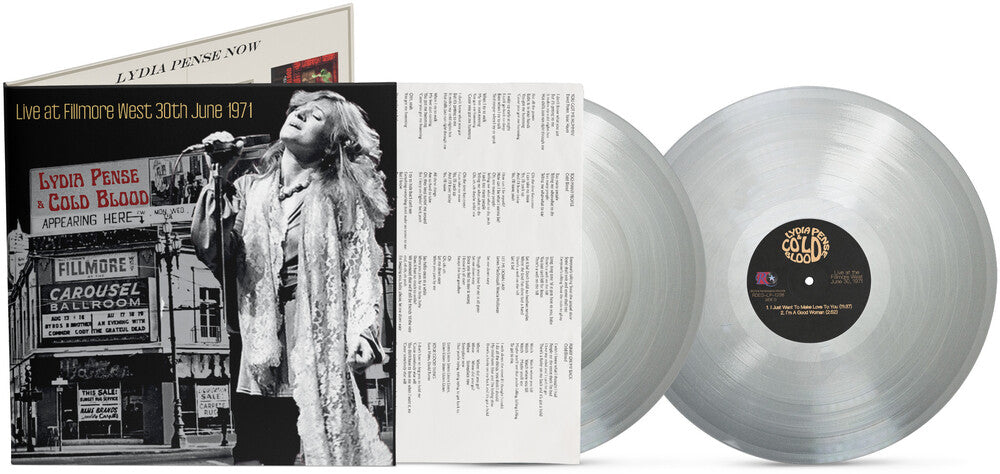 the album cover for Lydia Pense  / Cold Blood - Live At Fillmore West - June 30 1971 - Silver