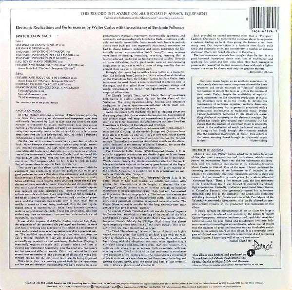 Walter Carlos : Switched-On Bach (LP, Album, RM, Hal)