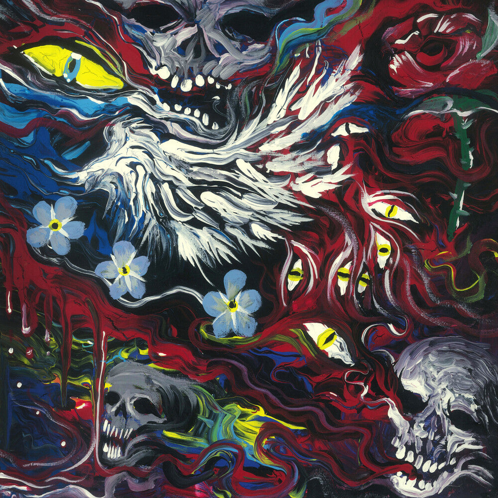 the album cover for Mugshot - All the Devils Are Here [LP  Red in Clear w/ Black & Yellow Splatter]