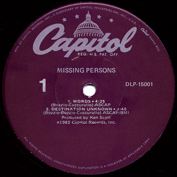 Missing Persons : Missing Persons (LP, MiniAlbum, Los)