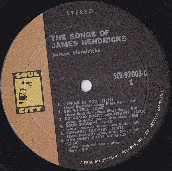 James Hendricks* : Songs Of James Hendricks (LP, Album, Res)